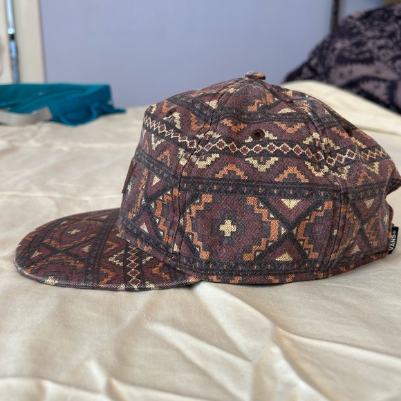 Vans Leather Patch Flat Brim Hat Multicolor Aztec Tribal Adjustable Outdoor - Picture 2 of 4